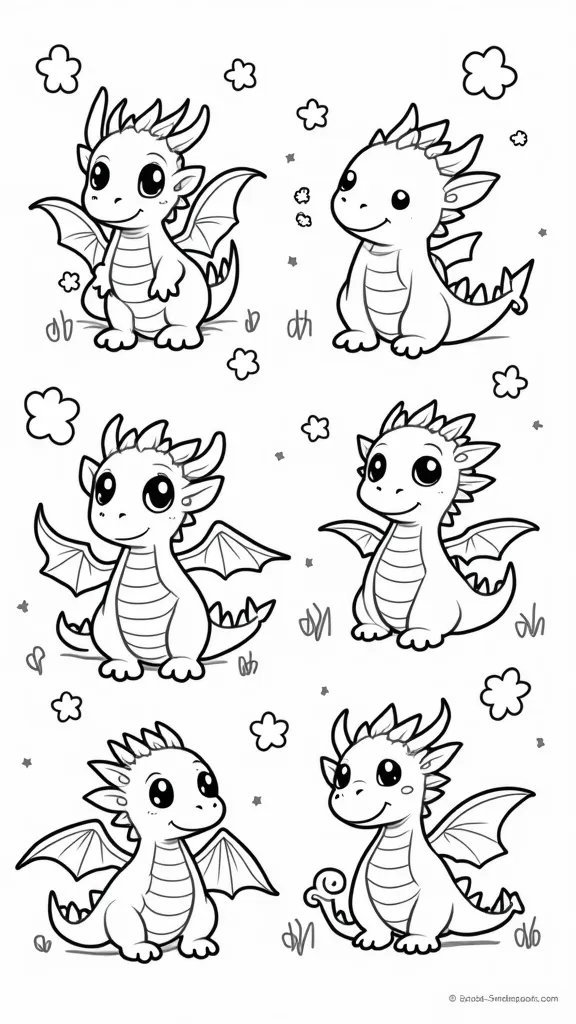 coloriage de dragon de chibi